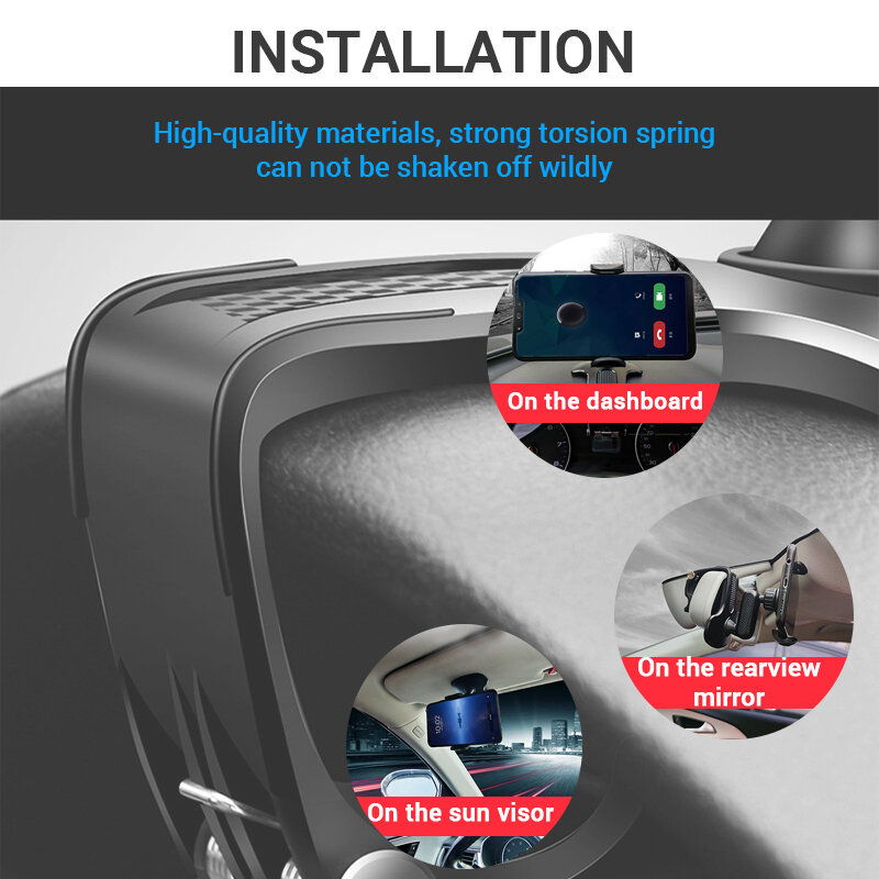 Multifunctional Car Phone Holder Clip Car Smartphone  Stand Adjustable Auto Phone Bracket Auto Stand Rear View Mirror Mount