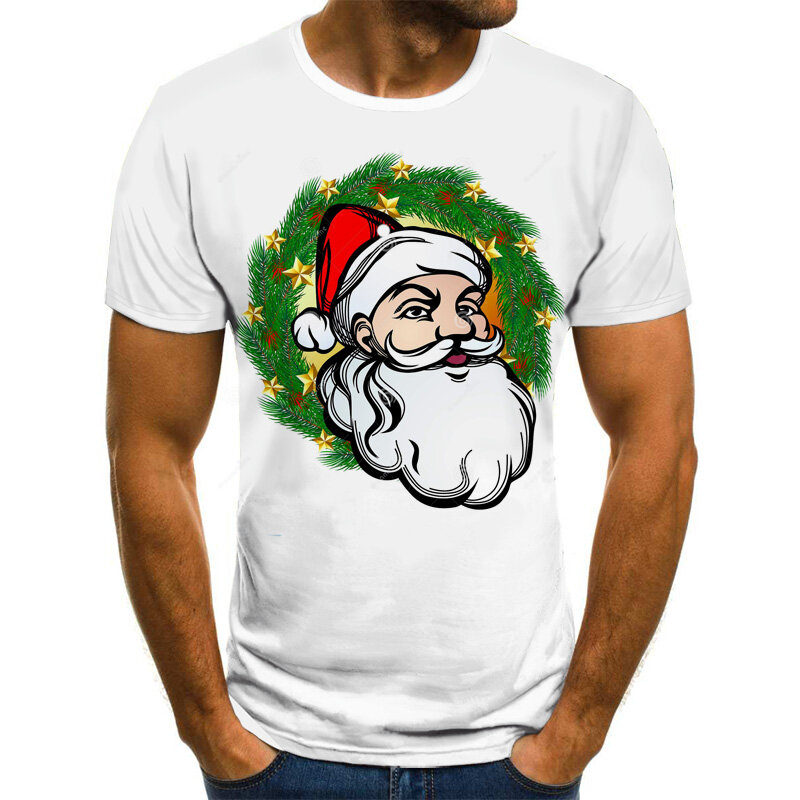 Новинка 2021, летняя одежда, Рождественская футболка, мужская и женская футболка с 3D рисунком Санты