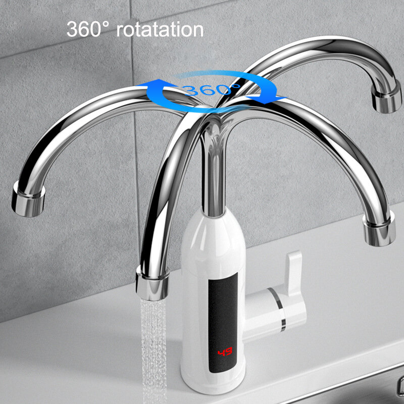 Robinet chauffe-eau électrique instantané, affichage numérique, pour la cuisine et la salle de bain, mitigeur, eau chaude et froide