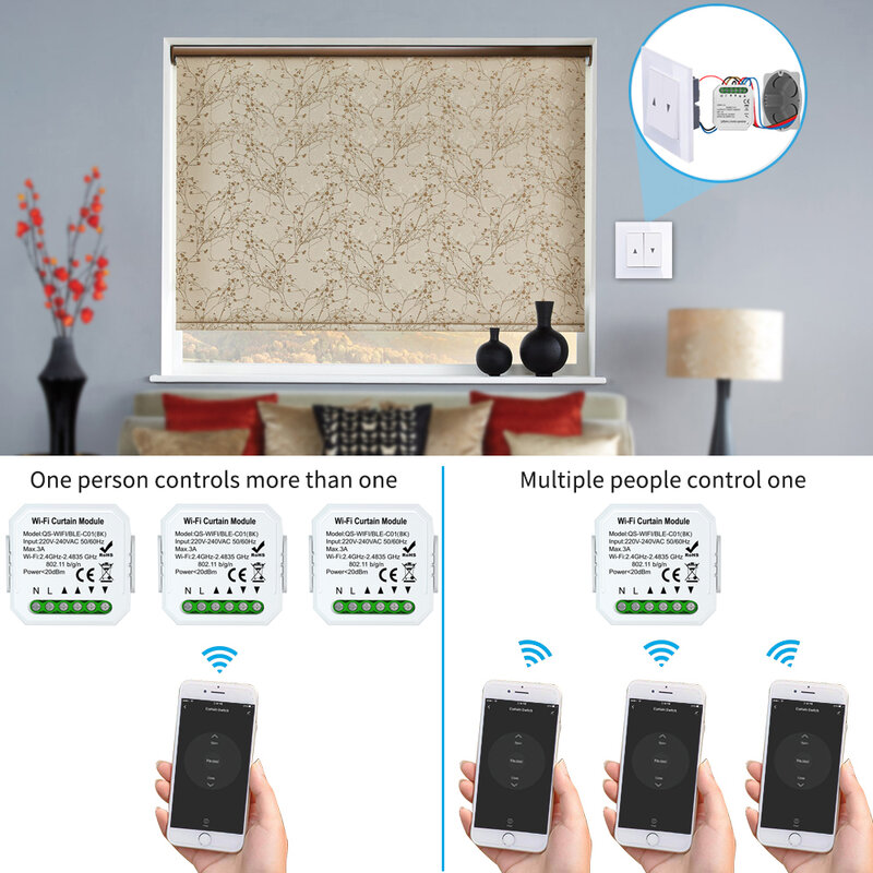Lonsonho-Módulo de interruptor de cortina inteligente con WiFi, relé para Motor ciego Smartlife, Control remoto, Compatible con Alexa y Google Home