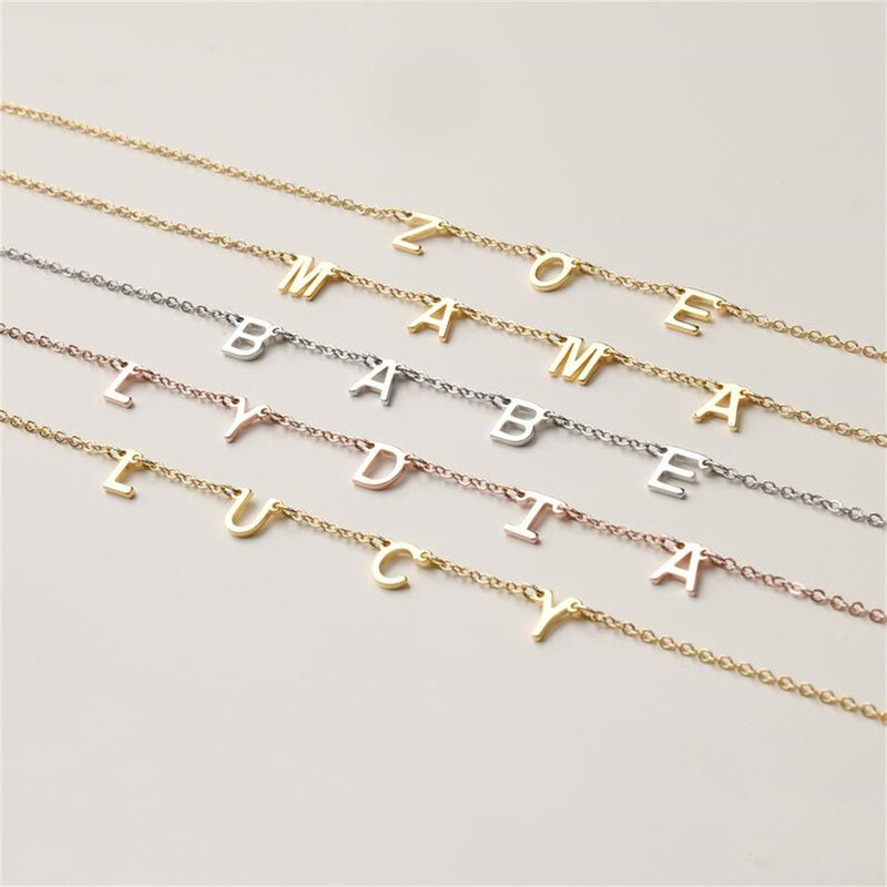 De acero inoxidable personalizado A-Z ortografía cartas Collar personalizado Colgante para Nombre Collar para la joyería de las mujeres Regalo de Cumpleaños 2021