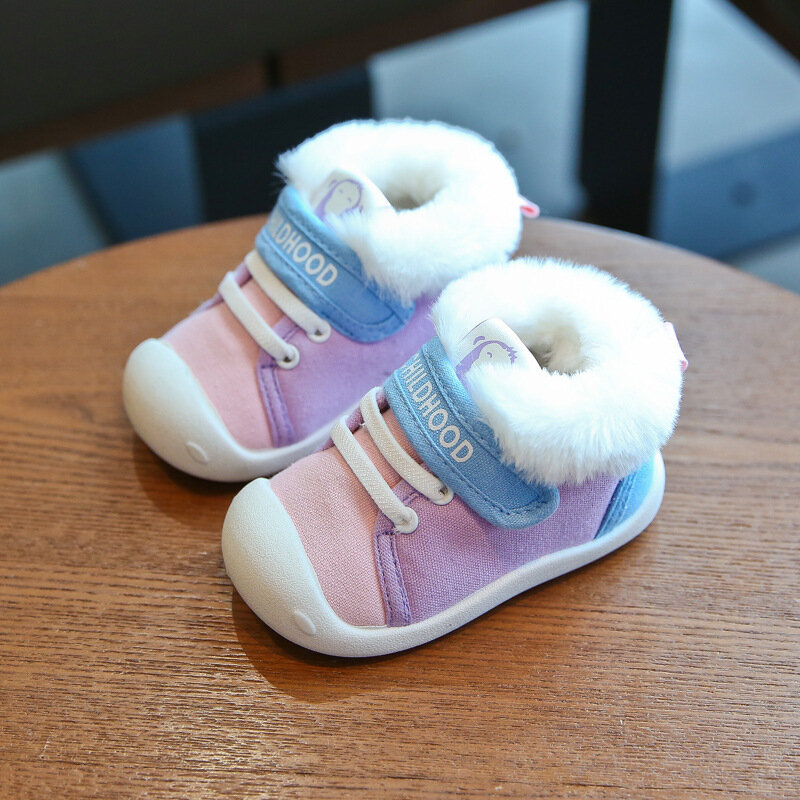 Bottes de neige pour garçon et fille, chaussures chaudes et antidérapantes, en coton, confortables, pour enfant en bas âge, en peluche, pour l'extérieur, collection hiver 2021