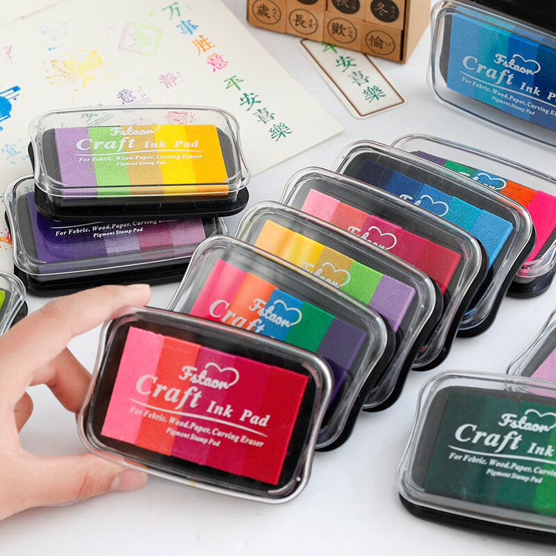 5ชนิดสายรุ้งสี Craft Ink Pad จับคู่แสตมป์เหมาะสำหรับเด็กพิมพ์ Handmade เสริมสี