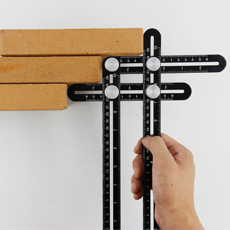 Adjustable Ceramic Tile Hole Locator Six Fold Drill Guide Tool Folding Ruler Aluminum Tile Hole Opening Woodworking Measurement