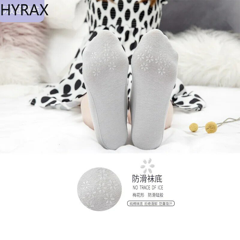 Hyrax – chaussettes de bateau en coton pur pour femmes, chaussettes invisibles à bouche peu profonde, en Silicone antidérapant, à fermeture plate