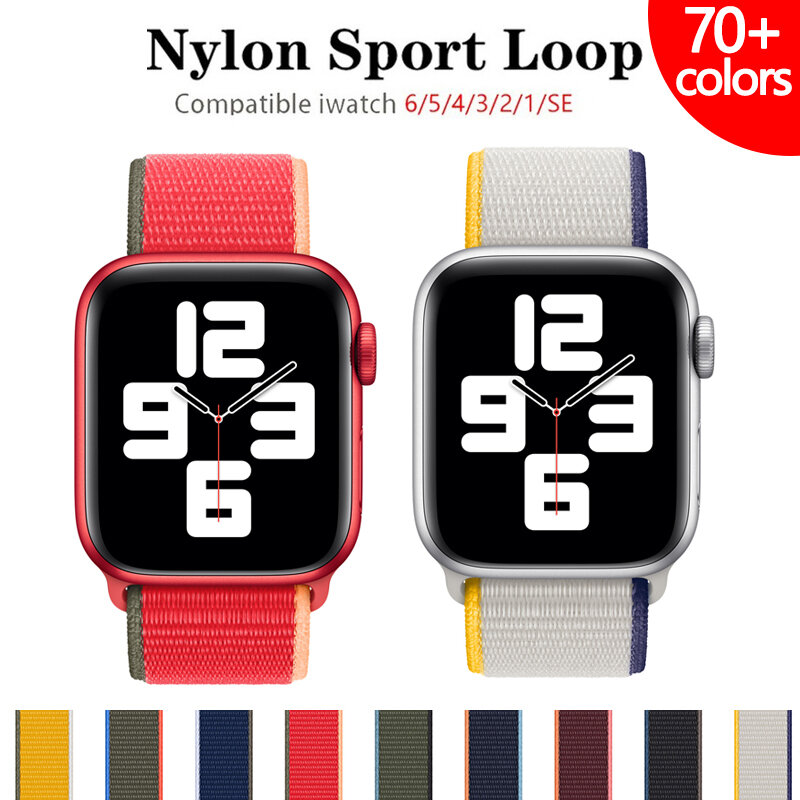 Correa de nailon para Apple watch, pulsera deportiva de 44mm, 40mm, 42mm, 38mm y 44mm, iWatch 3, 4, 5, 6 se