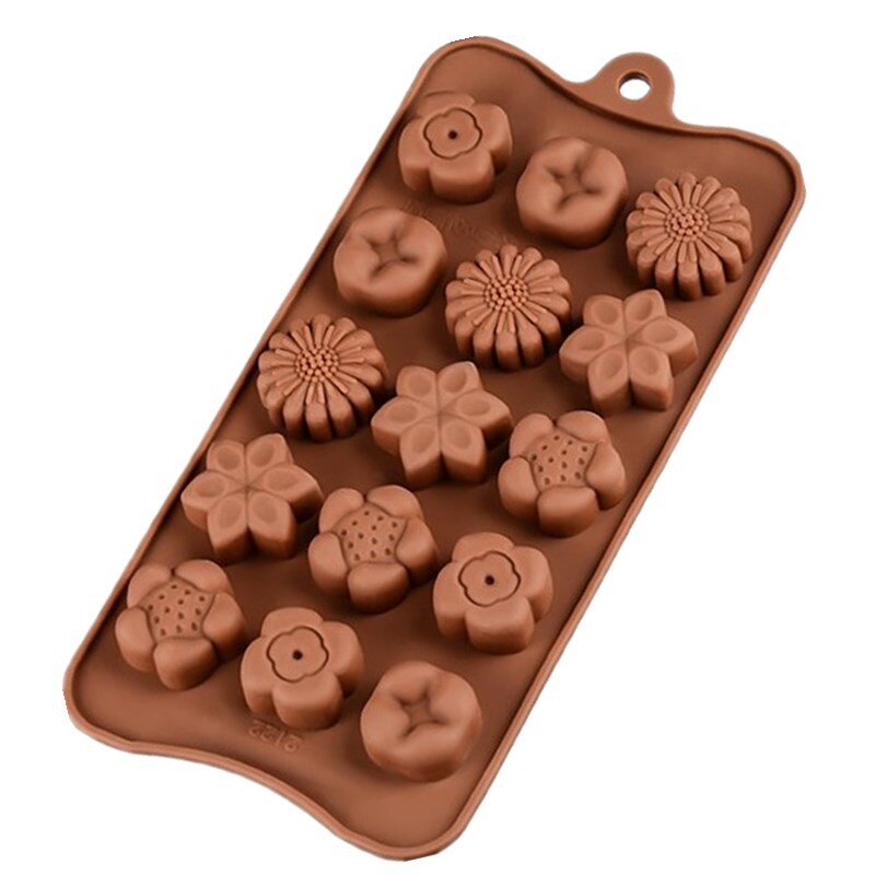 هارت موف العلامة التجارية الجديدة 15 ثقوب الزهور على شكل قالب الشوكولاته أدوات كعكة قالب الحلوي سيليكون خبز كب كيك كعكة توبر 9009