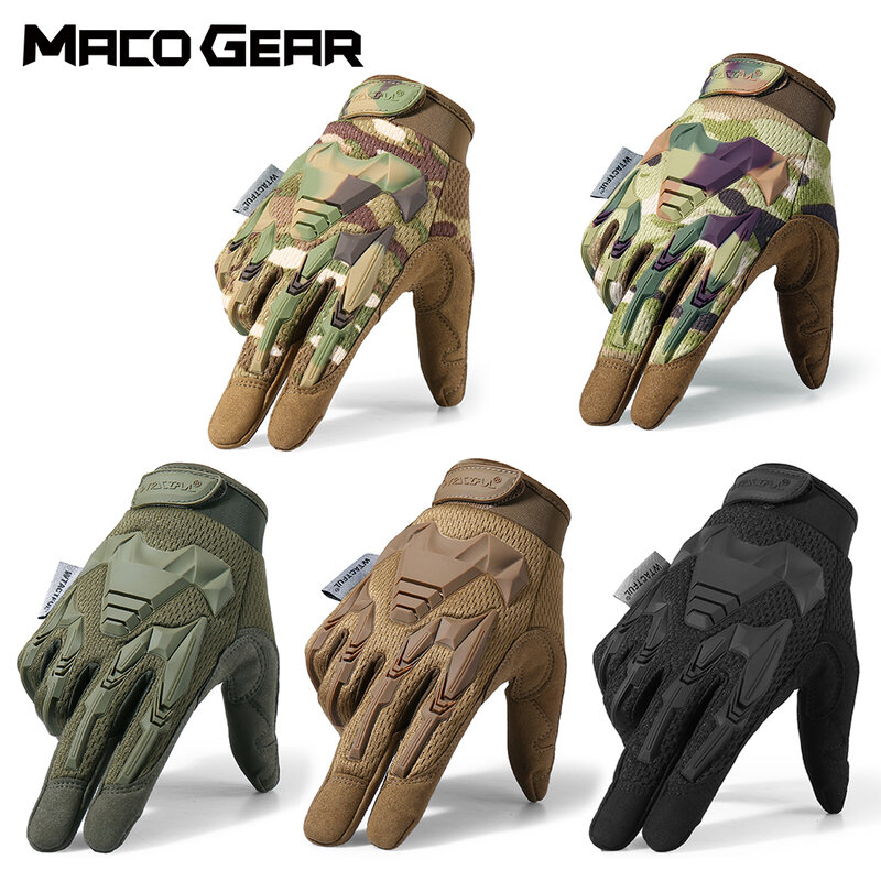 Тактические камуфляжные армейские военные боевые перчатки Multicam с пальцами для страйкбола велосипеда походов стрельбы пейнтбола охоты