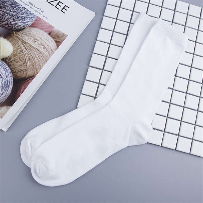 Howfits-calcetines blancos de negocios para hombre, medias de tubo medio de alta calidad, de algodón, baratos, para primavera