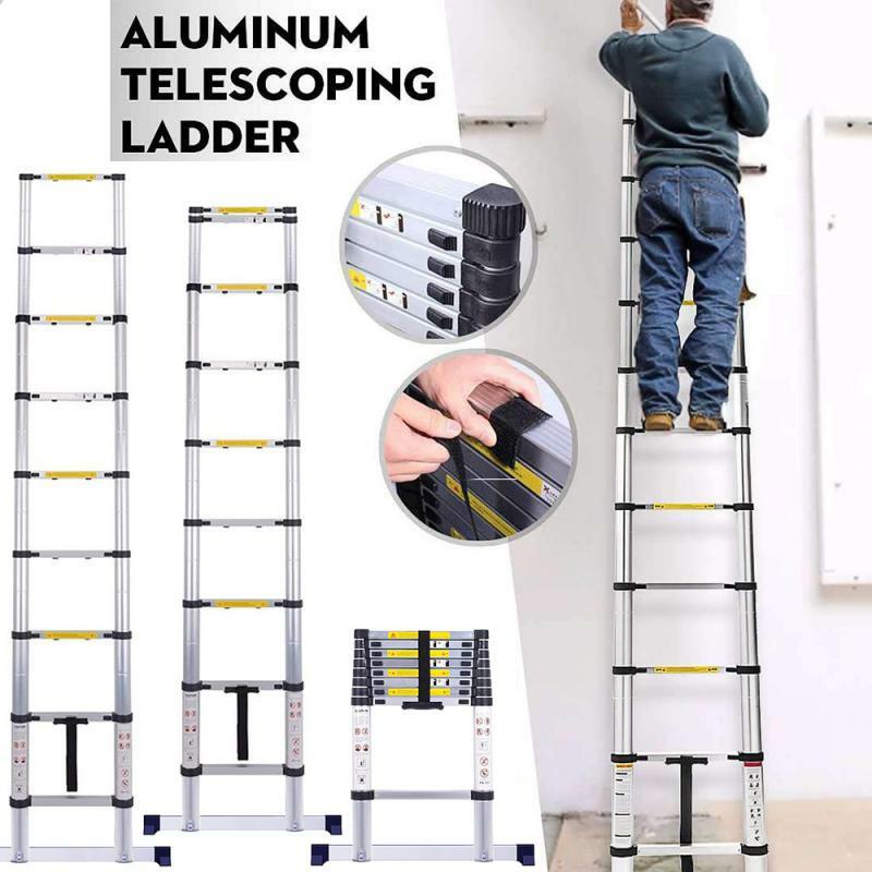 Escada telescópica de 2.6m, uma única escada portátil, projeto de escada dobrável, espessada em liga de alumínio, hwc