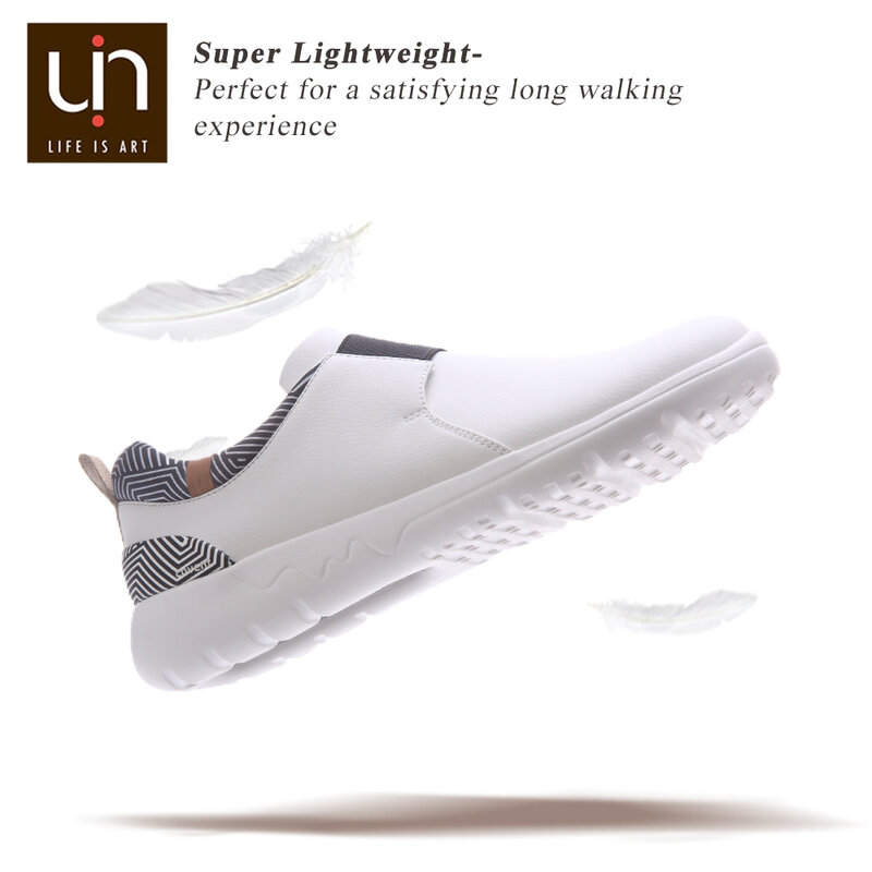 UIN Brisbane/Guyana Casual Sneakers for Women/Men Microfiber Leather Flat Shoes White Fashion Loafers Lightweight Comfort Shoes