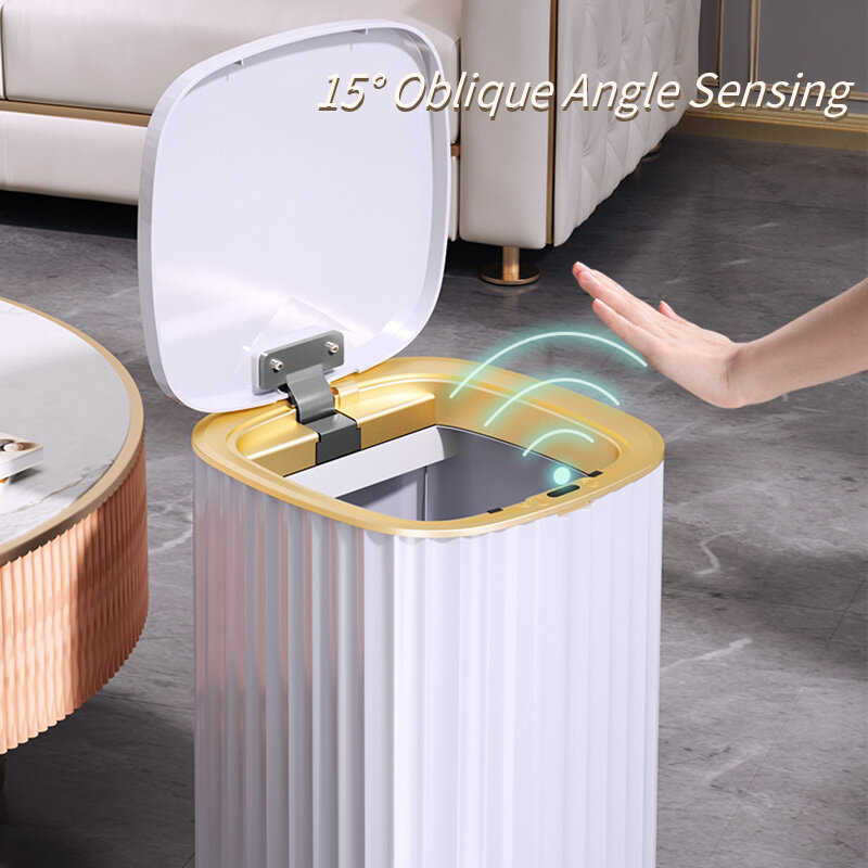Joybos-papelera automática inteligente para cocina y baño, Cubo de almacenamiento impermeable de inducción automática para el hogar