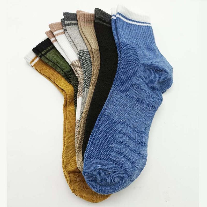 5 pacote masculino meias de algodão malha respirável curto meias casuais verão meias esportivas absorver suor tornozelo meias conjunto