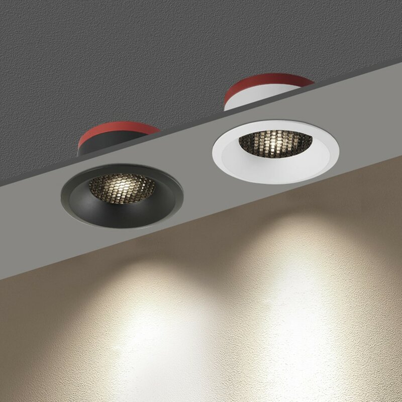 Dimmable Led Downlight Light 7W 12W 18W Anti Glare COB Spot light AC220V 110V Honeycomb Recessed Lights Indoor Lightings