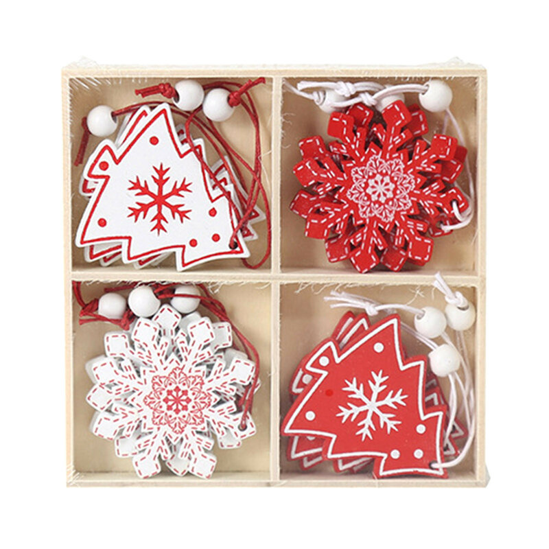 12 pçs/caixa vintage oco natal pingentes de madeira ornamentos decorações da festa de natal ornamentos árvore de natal presentes pendurados