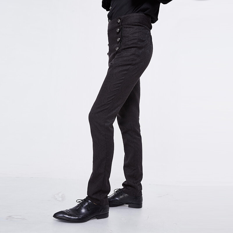 Diabelska moda wysokiej talii dżinsy Gothic wiktoriański czarny jedwabne majtki Steampunk Halloween spodnie dla mężczyzn