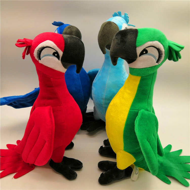 Novo bonito rio papagaio brinquedo de pelúcia carrinho-up papagaio boneca brinquedo de pelúcia arara pelúcia pássaro brinquedos 4 cores
