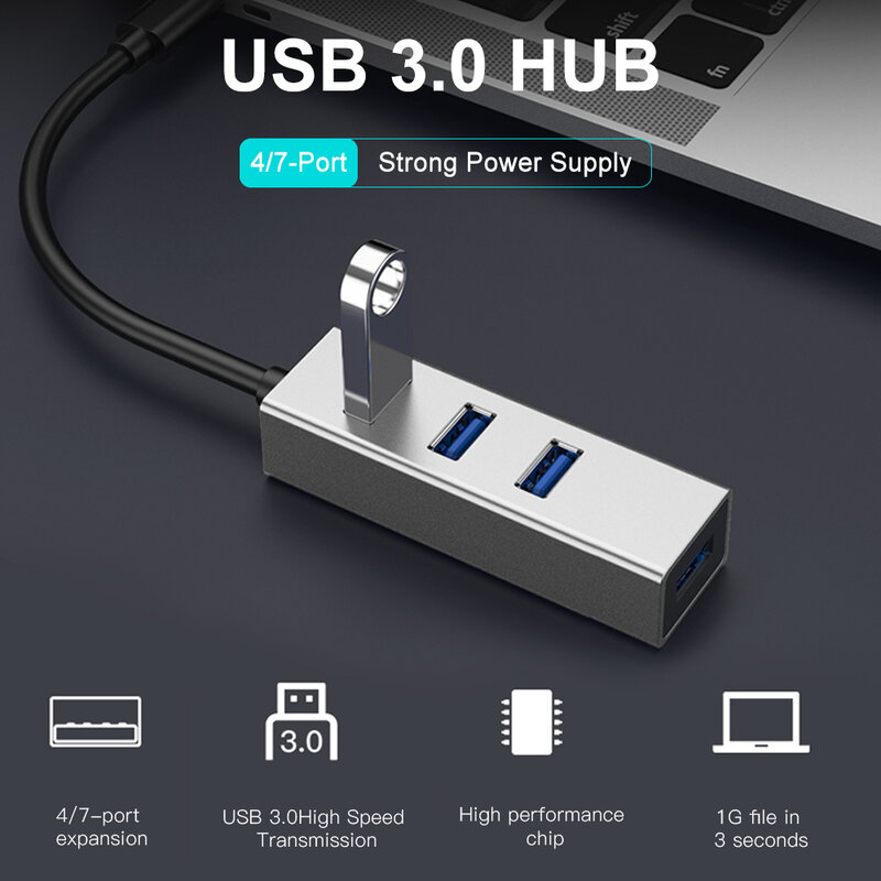 Hub Usb 3.0 Hub Usb Splitter Hoge Snelheid 4/7 Poort All In One Voor Pc Windows Macbook Computer Accessoires
