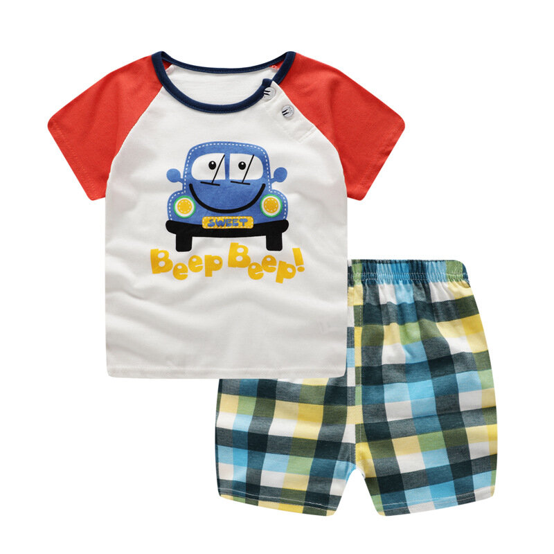 Conjuntos de ropa de verano para niños pequeños, Top + pantalón de dibujos animados, 2 unids/set/conjunto, ropa deportiva informal