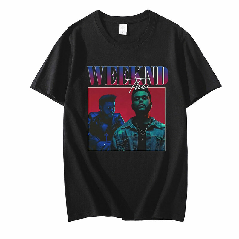 The Weeknd anni '90 Vintage Unisex T-shirt nera Oversize T-shirt da uomo T-shirt a maniche corte in cotone con grafica T-shirt Unisex
