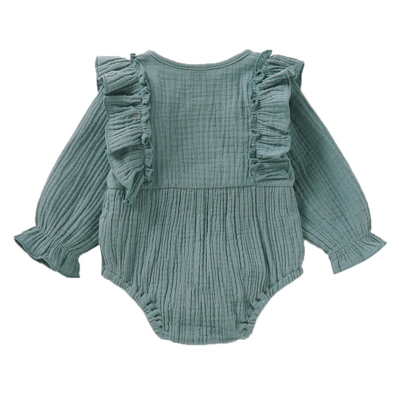 เด็กทารกFlareแขนเสื้อRuffle Design Rompersบอดี้สูททารกแบบสบายๆเครื่องแต่งกายJumpsuitทารกแรกเกิดเสื้อผ้า0-18M