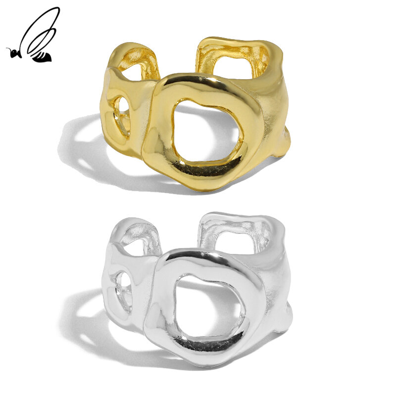 S'STEEL 925เงินสเตอร์ลิง Hollow ส่วนบุคคลปรับขนาดได้แหวนของขวัญผู้หญิงอินเทรนด์ Designer Party 2021แนวโน้มเครื่...
