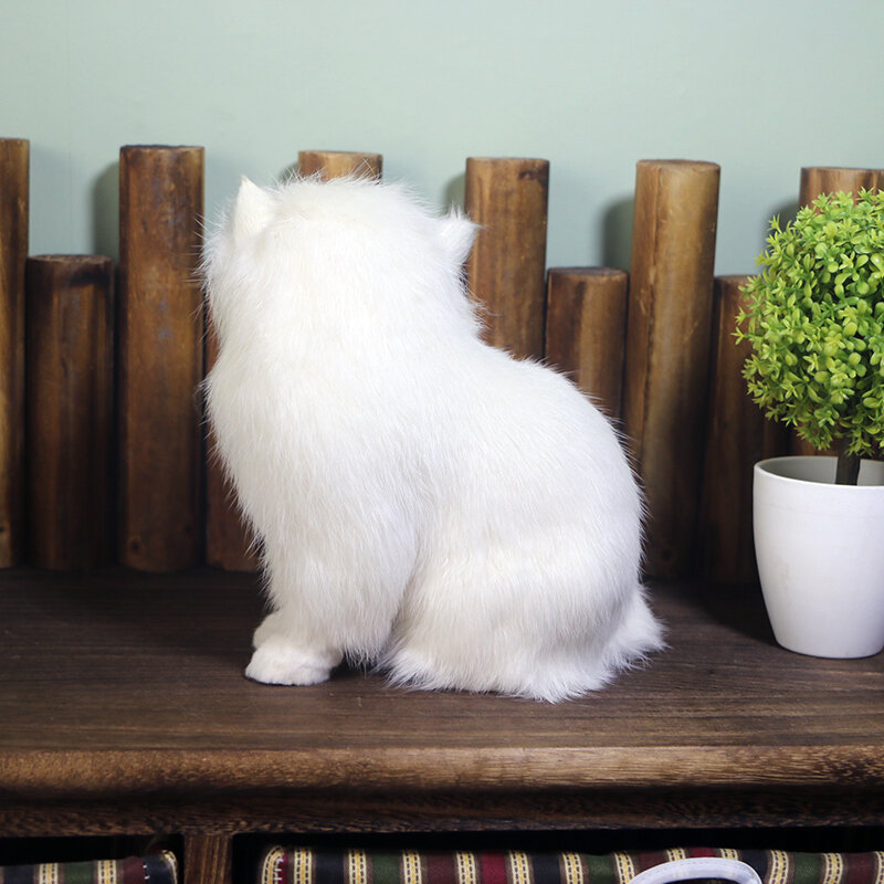 สมจริงน่ารักจำลองตุ๊กตา Plush สีขาวเปอร์เซียแมวของเล่นแมวตุ๊กตาตกแต่งเด็กชายหญิงของขวัญอีส...