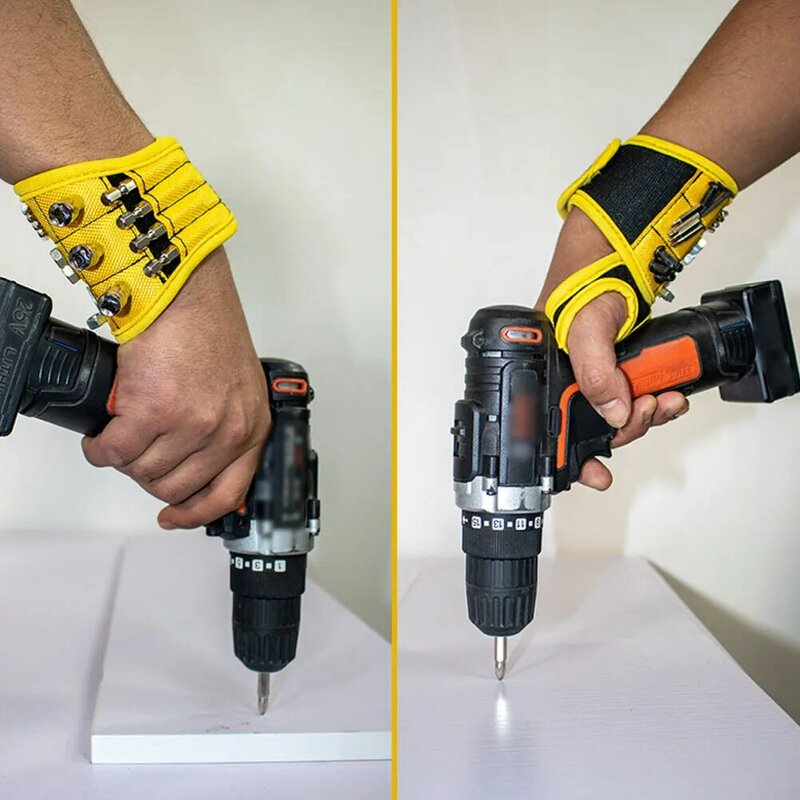 Pulseira magnética ímãs poderosos ajustável polegar enrolamento cinto de pulso eletricista toolkit parafuso broca suporte ferramenta reparo cinto