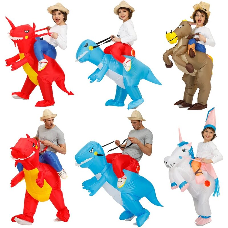 Crianças adulto inflável dinossauro traje meninos meninas anime festa cosplay traje purim halloween carnaval trajes para o homem mulher