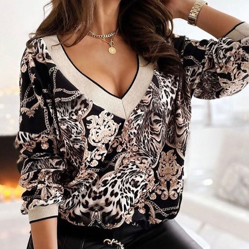 2021 neue Frühjahr Langarm Weibliche Shirts Tops Casual Mode Frauen Shirt Blusa Sweatshirt Elegante Vintage Print Pullover Bluse