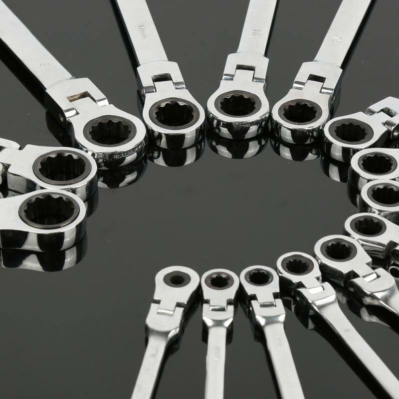 6-20mm flex-cabeça chave de catraca cromo vanádio aço torque chave de reparação de automóveis em casa ferramenta de mão chave de catraca