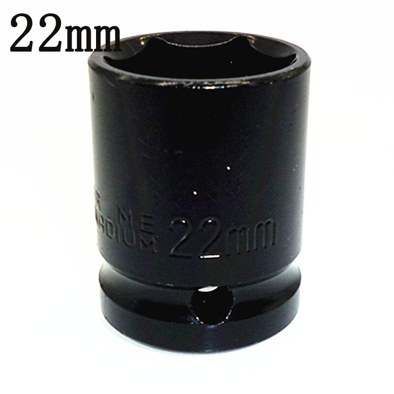 Toma de impacto de acero al cromo-vanadio, 21/22/24/27mm, 1/2 ", unidad cuadrada, 6 puntos, llave de enchufes métrica, herramienta de aire negra