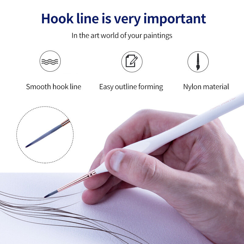 5 Stks/set Wolf Haar Haak Lijn Detail Pen Zachte Borstel Pen Voor Aquarel Olieverf Ultra-Fijne Hand-geschilderd Pen Kunst Levert