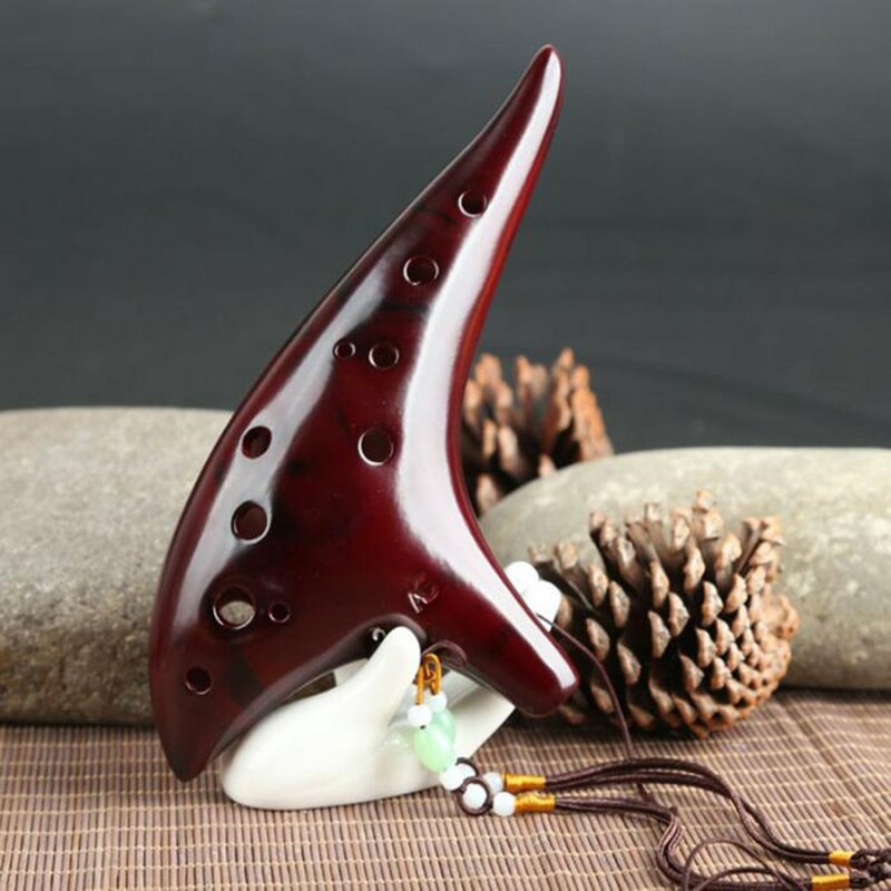 Hot Sale 12 Holes Ceramic Ocarina Alto C Tone Classic Flute Instruments with Protection Bag + Lanyard Gift High Quality