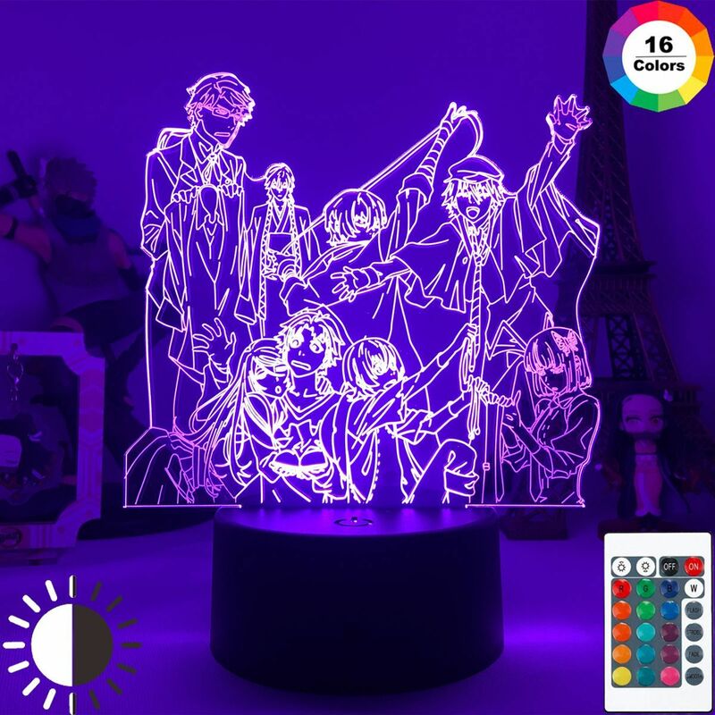 Led Lamp Anime Bungo Zwerfhonden Dazai Osamu Pop Speelgoed Model Standbeeld Figuur Childrens Slaapkamer Desktop Decoratie Gift 3D Nachtlampje