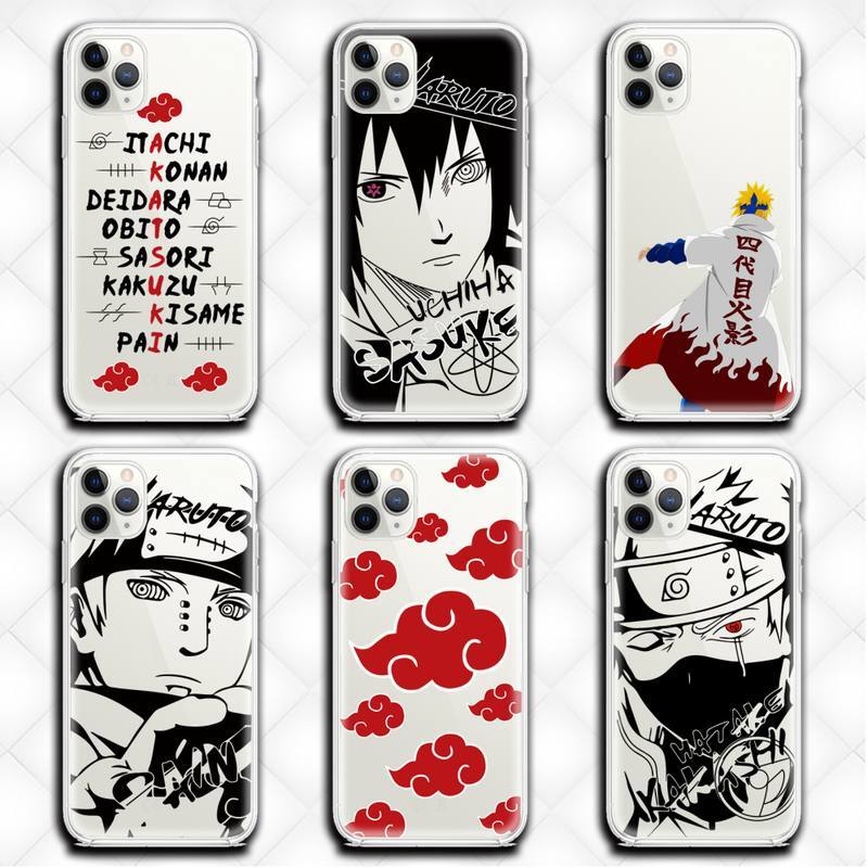 Anime Akatsuki Kakashi Narutoes teléfono caso claro para el iphone 12 11 Pro max mini XS 8 7 6 6S Plus X 5S SE 2020 XR cubierta