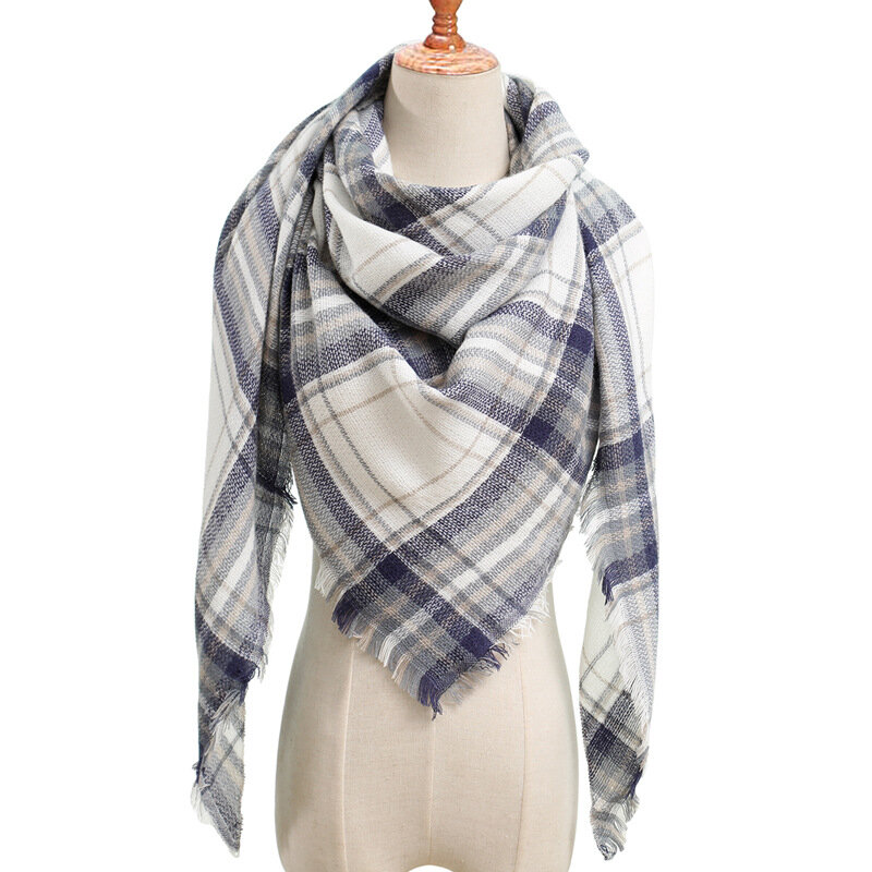 Международная торговля популярный осенний и зимний имитационный кашемировый шарф 48 треугольный шарф высокой плотности шарф в клетку для п...