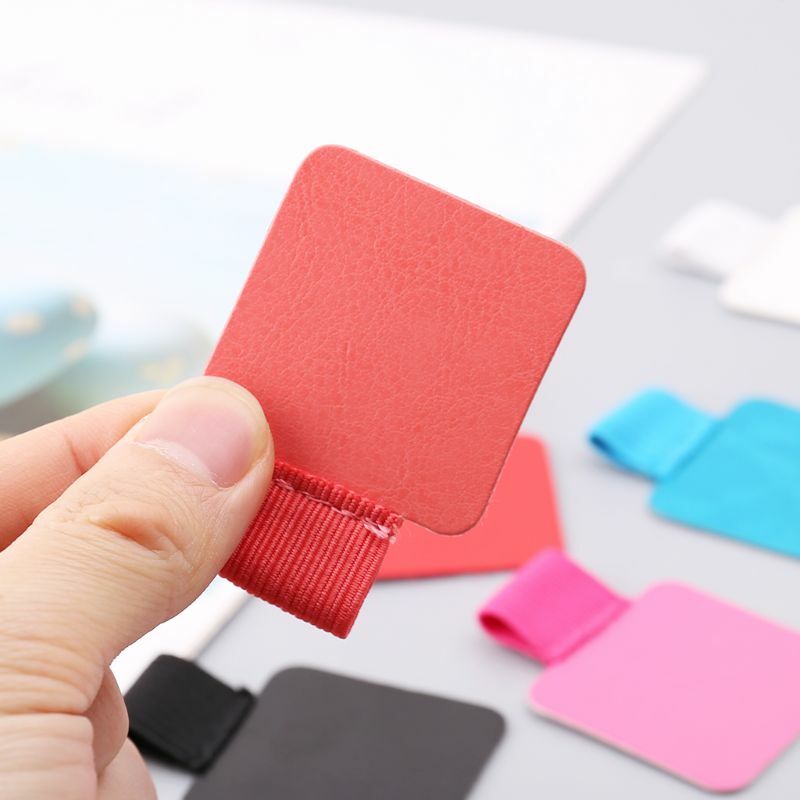 3pcs Square Self-adhesive Leather Pen Clip Pencil Elastic Loop For Notebooks Journals Clipboards Pens Holder 10166