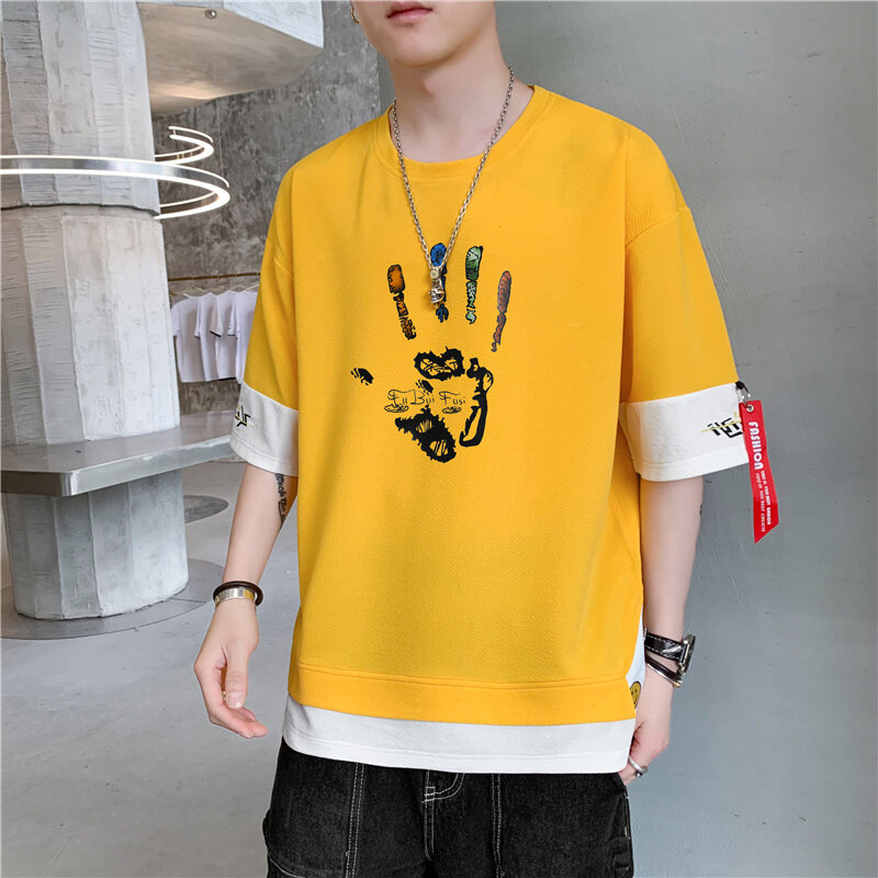 Wiosna i lato 2021 Harajuku z długimi rękawami T shirt Hip-hop street noszenie T shirt pół z rękawami i nadrukiem T shirt sport i leis