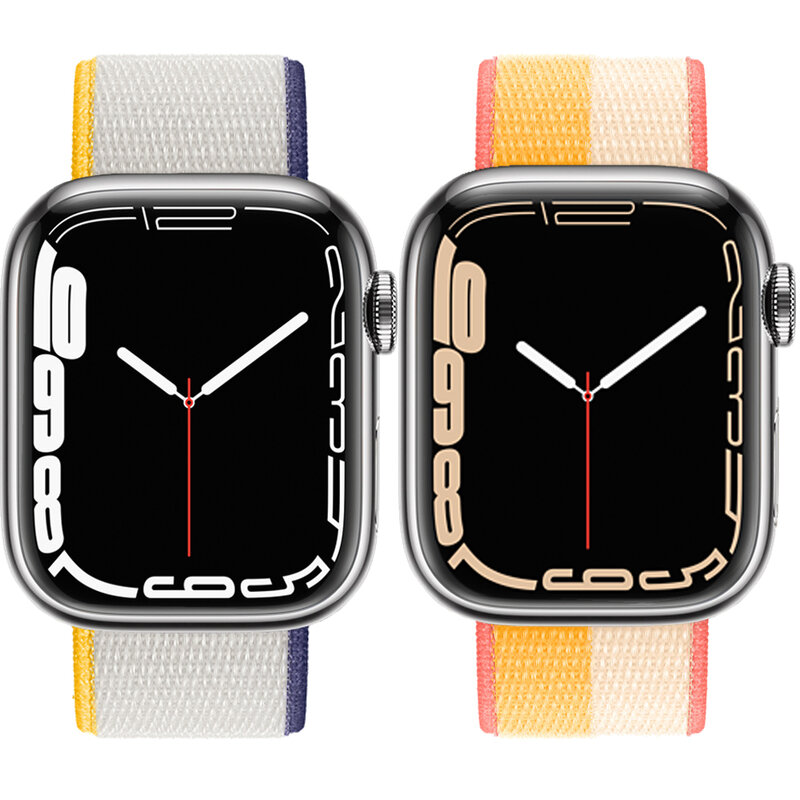 Ремешок нейлоновый для Apple watch series 7 band, спортивный браслет для смартфонов 41 мм 44 мм 40 мм 42 мм 38 мм, iWatch 3456 se