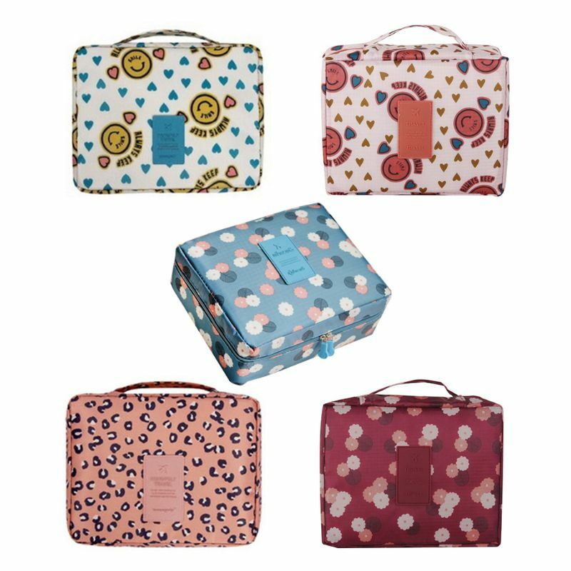 Women Cosmetic bag Makeup bag Case Make Up Organizer Toiletry Storage Neceser Rushed Floral Zipper New Travel Wash 066F