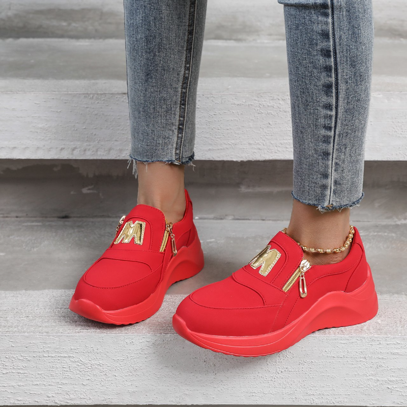 Zapatos de suela gruesa para mujer, sandalias informales de suela gruesa con cremallera, color sólido, para verano, 2021