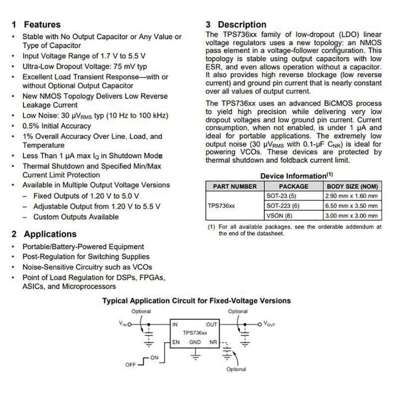 Модель линейного регулятора LDO: TPS73633DBVR бренд: TI Инкапсуляция: SOT-23-5
