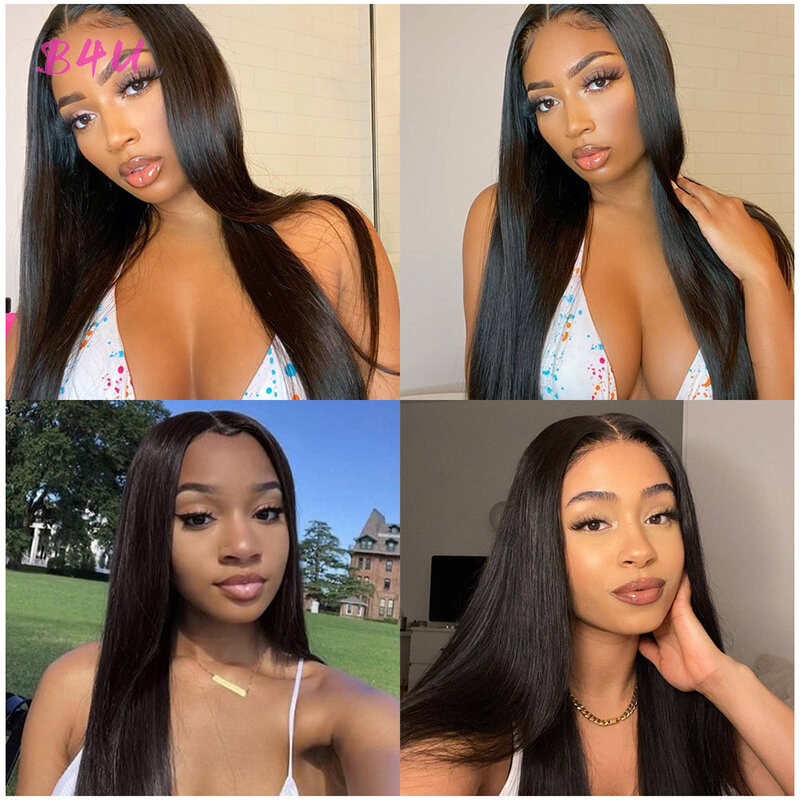 Lace Front Human Hair Wigs Straight Hair Wig 13X4 Transparent Lace Frontal Wigs Pre Plucked Brazilian Straight Lace Closure Wig