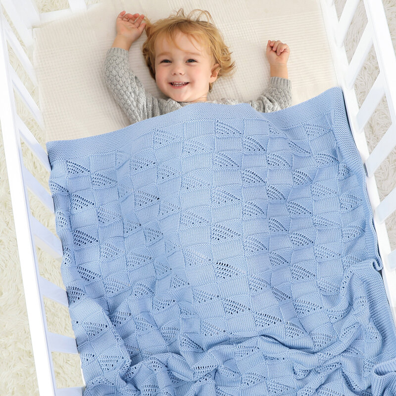 Couvertures d'emmaillotage pour bébé, couvertures légères tricotées pour nouveau-né, couvre-tapis de couchage Unsiex pour poussette, lit, canapé, couettes de 100x80cm
