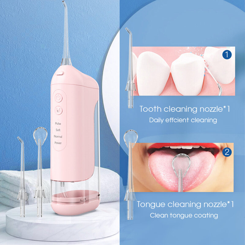 [Boi] sbiancamento dei denti ricaricabile USB 4 modalità 180ml serbatoio di acqua rimovibile irrigatore orale portatile lavabile Flosser dentale