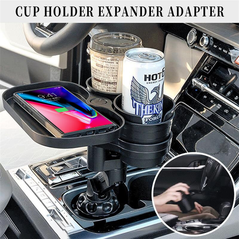 Car Water Cup Holder  Wireless USB Charging Adapter  Rotatable 2 in 1 Beverage Cup Holder  Multi-Function Car Water Cup Holder