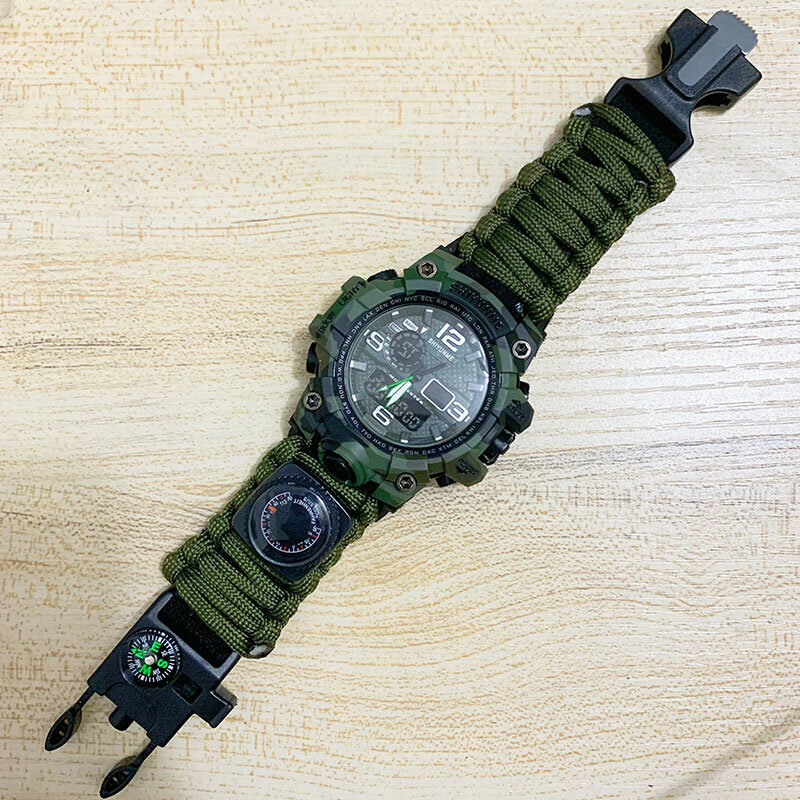 Shiyunme Mannen Militaire Horloge 50 Meter Waterdicht Kompas Led Digitale Quartz Dual Display Sport Horloge Mannelijke Relogio Masculino
