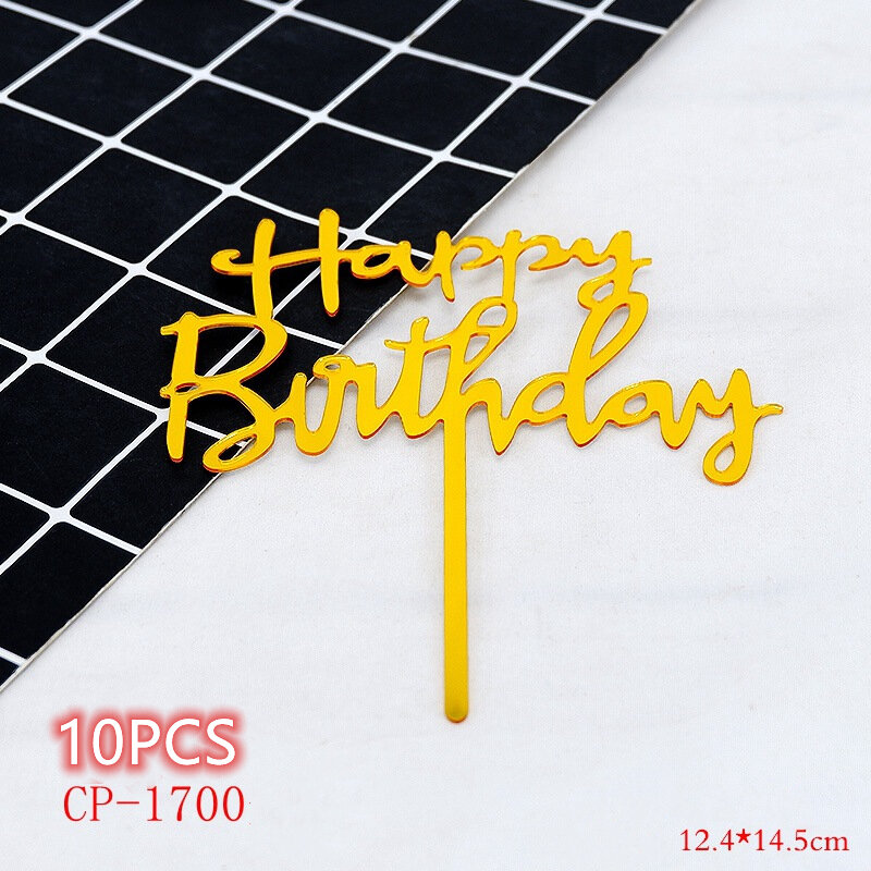Decoração brilhante para topo de bolo, decoração de sobremesa decorativa de bolo de feliz aniversário de menina com 10 peças