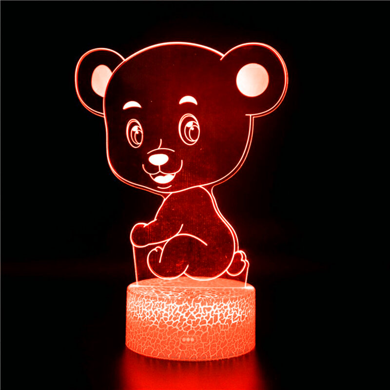 Cartoon cute animal bear model anime statue 3D night light bedroom desktop home game bedside children sleeping kawaii lamp gift